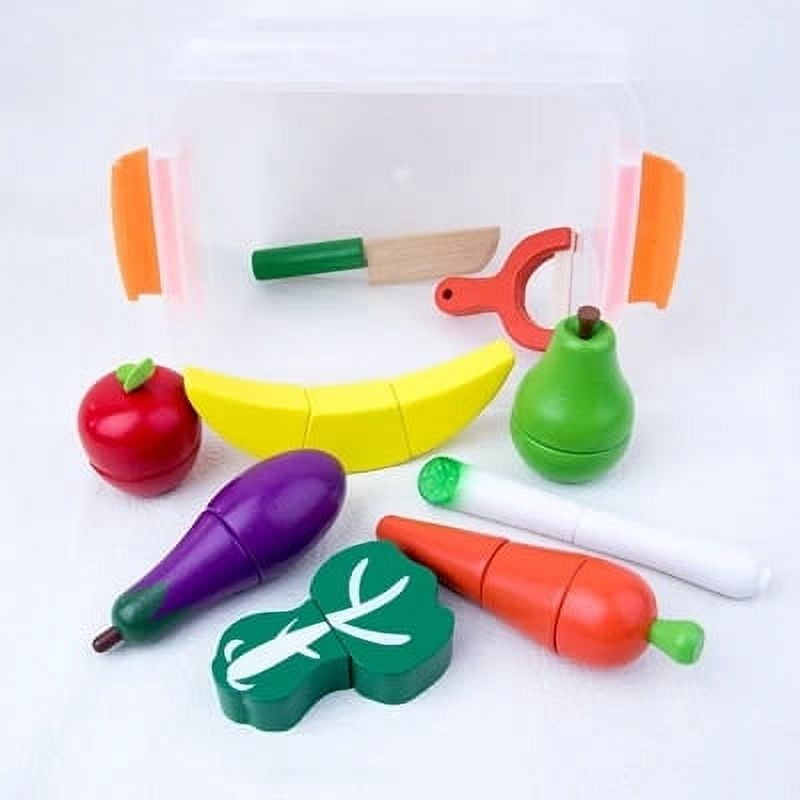 Children‘s Wooden Fruit And Vegetable Simulation Play House Boys And Girls  And Play Play House Toys Magnetic Kitchen Toy Set