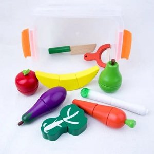 Simulation de fruits et légumes en bois pour enfants Jouer à la maison Garçons et filles et jouer à la salle Jouets Magnétique Jeu de jouets de cuisine