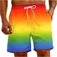thumbnail image 5 of Pitauce Summer Swim Trunks for Men Gradient Color Breathable Quick Dry Plus Size Board Swim Shorts Elastic Waist Drawstring Beachwear with Pocket, 5 of 7