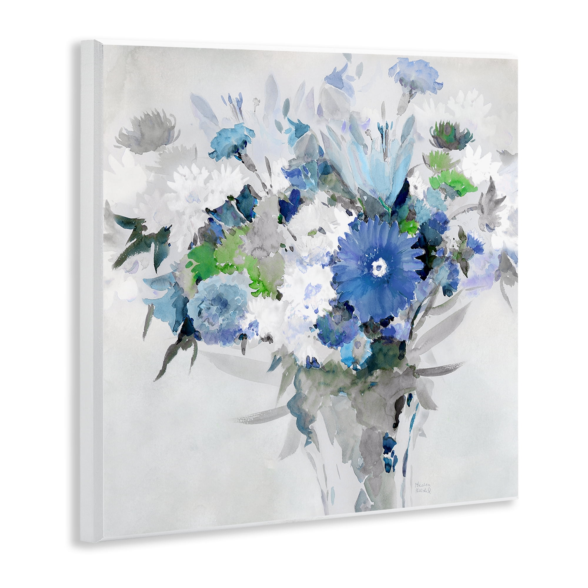 Stupell Industries Bustling Blue Bouquet Plants & Flowers Painting Unframed Art Print Wall Art, 12 x 12