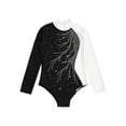 thumbnail image 6 of Raenseen Kids Girls Rhinestone Long Sleeve Gymnastics Leotard Figure Ice Skating Jumpsuit Dance Bodysuit Dancewear A White 12, 6 of 7