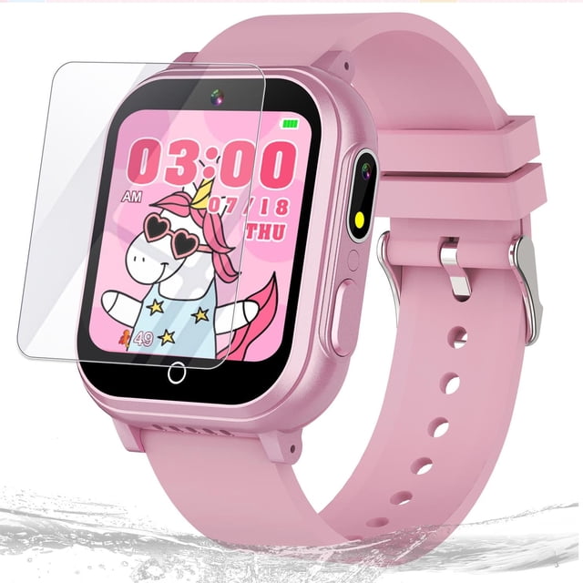Reloj inteligente Cosjoype para niños a prueba de agua con 32 juegos y cámara dual