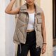 thumbnail image 3 of Gibobby Chalecos de mujer, Outwear Chaleco para mujer, ligero con bolsillos con cierre Qiulted acolchado, cuello alto, bolsillos acolchados con cierre, chaleco acolchado(Caqui,M), 3 of 5