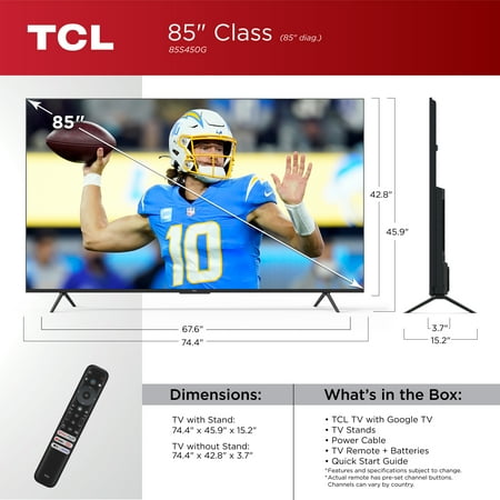 TCL - 85" Class S4 S-Class 4K UHD HDR LED Smart TV with Google TV