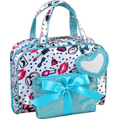 Modella Weekender Set Cosmetics Bag, Black and White Makeup Pattern