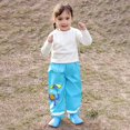 thumbnail image 2 of EnJoCho Kids Rain Pants Boys Girls 𝖶aterproof Trousers Toddlers Mud Dirty Proof Stirrups Reflective Mud Pants 1-8 Years Outdoor Adventure Playwear Bottoms, 2 of 4