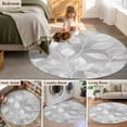 thumbnail image 5 of Silver Gray Leaves Round Area Rug 4 FT, Non Slip Indoor Outdoor Rug, Vintage Abstract Branch Botanical Washable Soft Circular Carpet Non-Shedding Floor Mat for Coffee Table Nursery Foyer Balcony, 5 of 8