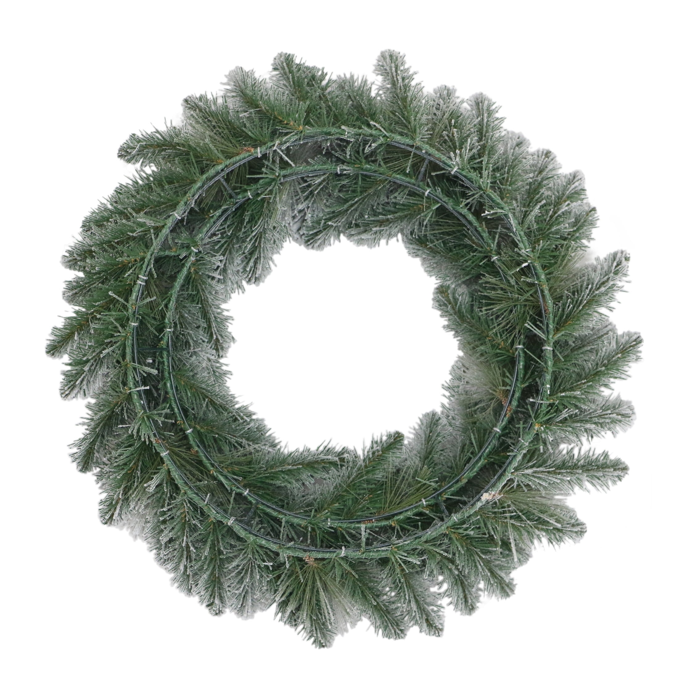 Snow-Flocked Evergreen Artificial Christmas Wreath, Green and White, 24", by Holiday Time
