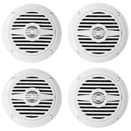 (4) Rockville MS40W White 4" 200 Watt Marine Boat Speakers Compact and Powerful