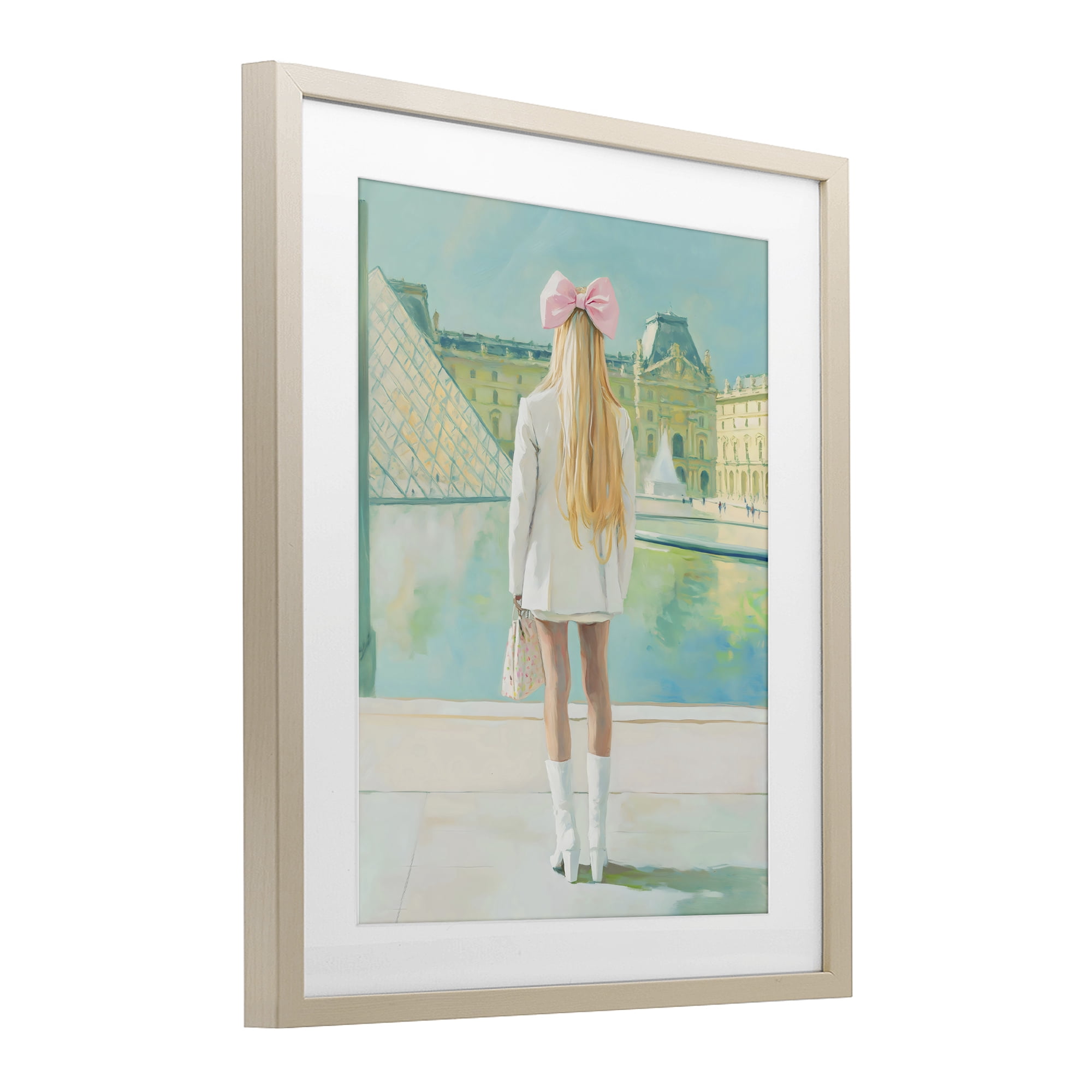 Stupell Industries Girl In Paris Observing Birch Framed Print Under Glass, design by The Prints Vibe
