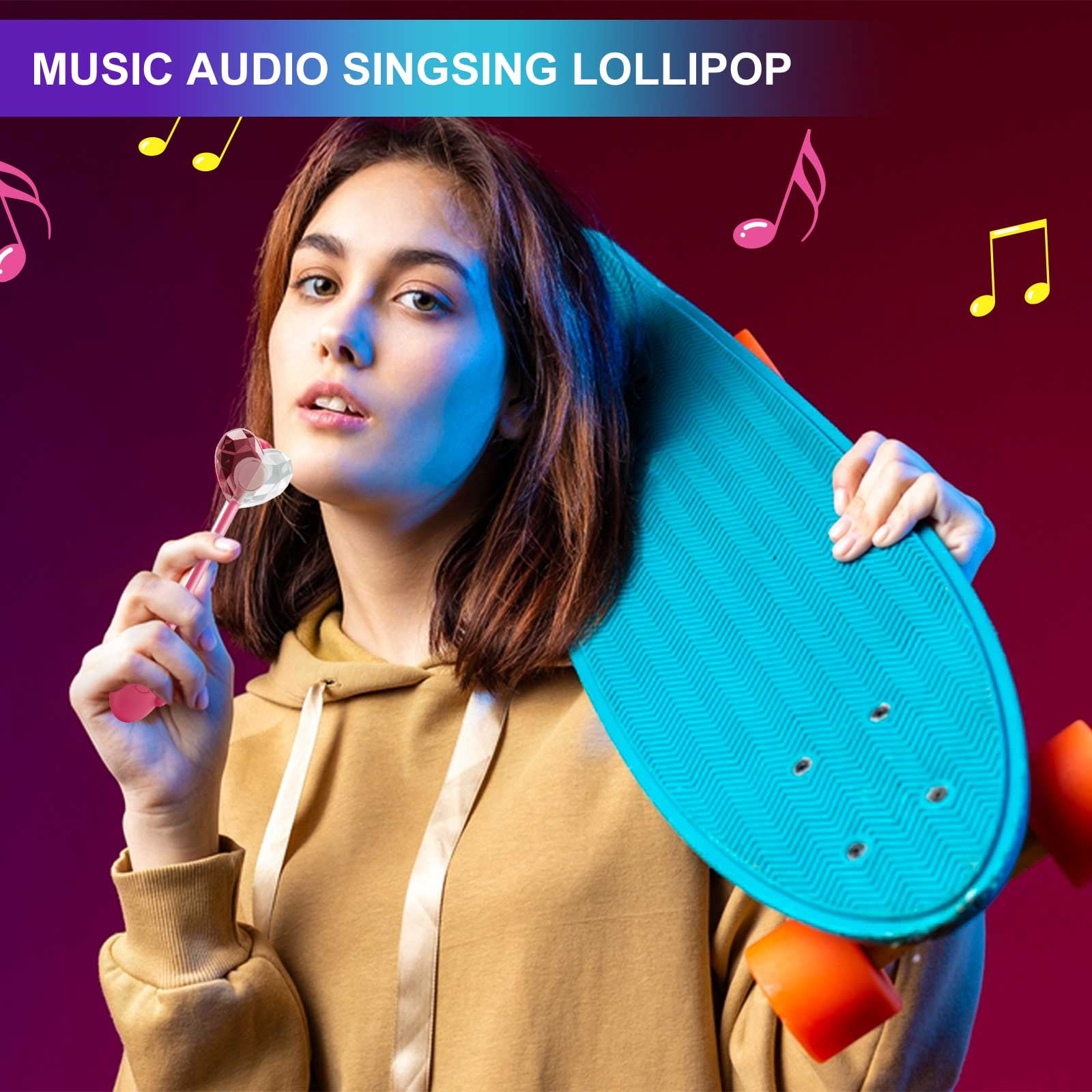 Amos Tastysounds Music Lollipops, K-pop Music Sucker Natural Flavor No Sugar Lollipops
