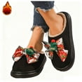 thumbnail image 6 of CHUMUD Christmas Slippers for Women - PU Upper with Colorful Bow & Plush Lining, Festive Platform Winter House Shoes Holiday Gifts, 6 of 9