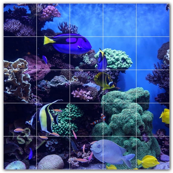Picture-Tiles.com: Coral Ceramic Tile Wall Mural WAL500428-55M. 30"W x 30"H using (25) 6" x 6" Ceramic Tiles-Satin Finish