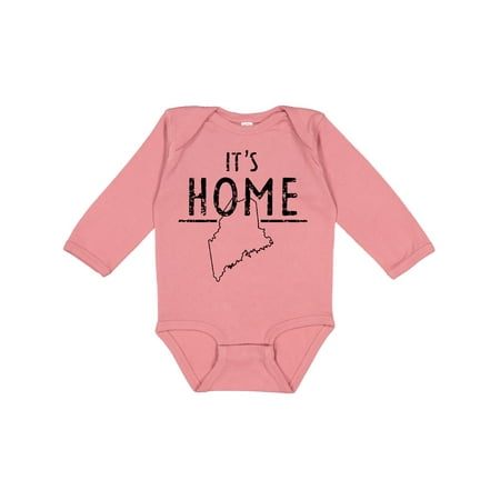 

Inktastic It s Home- Maine State Outline Distressed Text Gift Baby Boy or Baby Girl Long Sleeve Bodysuit