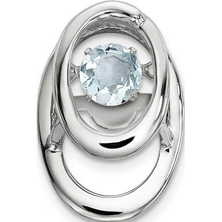 Aquamarine Jewelry - Leslies Fine Jewelry Designer 925 Sterling Silver Rhodium Aquamarine Birthstone Vibrant (9.6x14.5mm) Pendant Gift Box Included