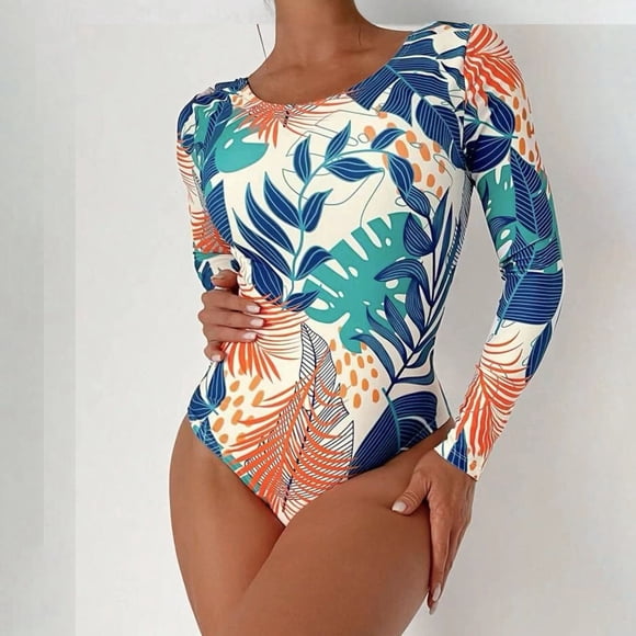 Acyse 2025 Womens Bikinis Clearance Juniors Round Neck Conservative Swimsuit Printed