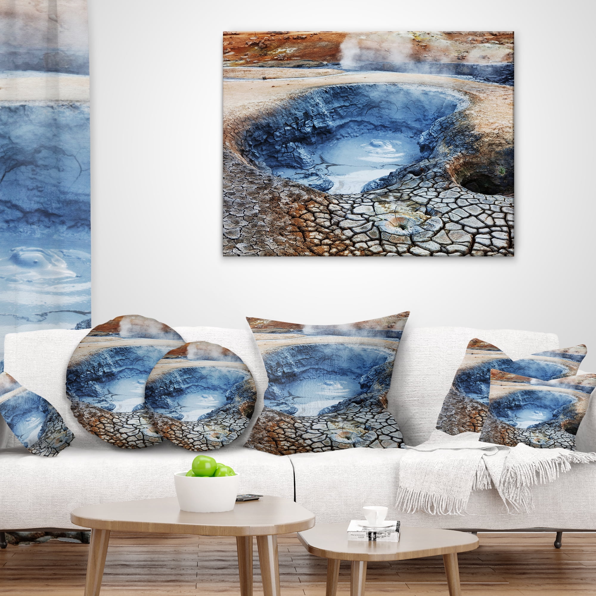 Designart Beautiful Fumarole Field in Iceland - Landscape Wall Throw Pillow - 18x18