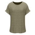thumbnail image 6 of ClodeEU Women's Ribbed Knit Short Sleeve Top ,Solid Color Round Neck Loose Blouses A-Army Green,Womens Plus XXL, 6 of 7
