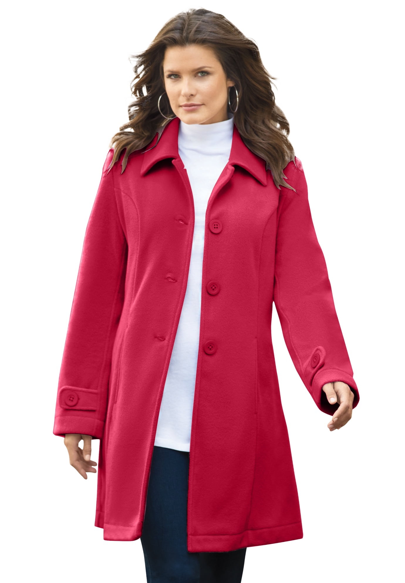 Roaman's Women's Plus Size Plush Fleece Jacket Soft Coat