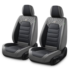 FLORICH Front Seat Covers, Nappa Leather, Black & Gray
