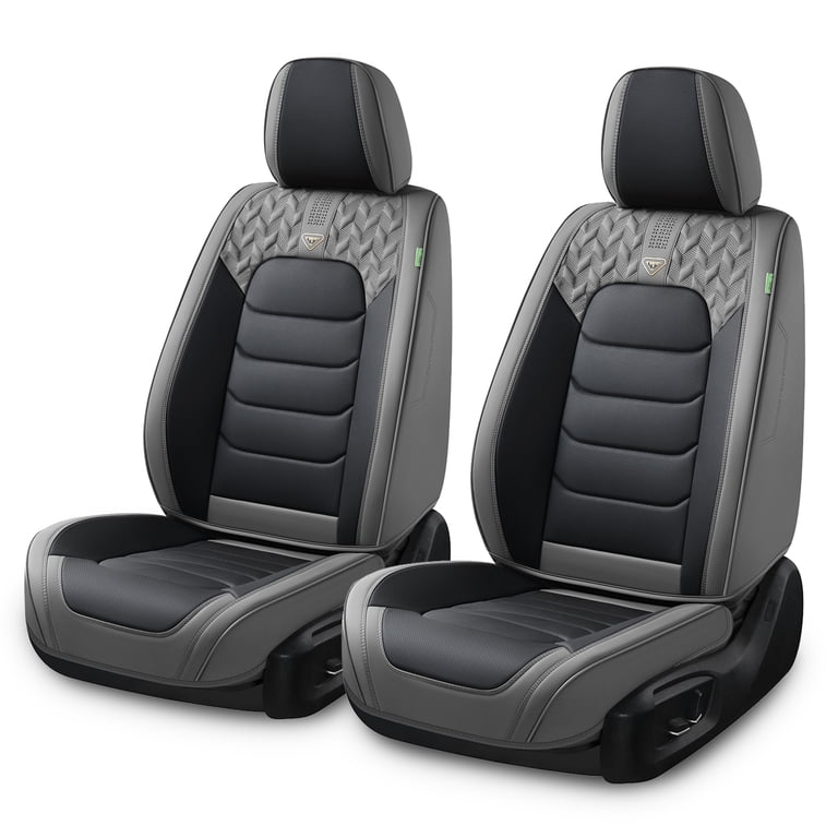 FLORICH Front Seat Covers, Nappa Leather, Black & Gray photo 1