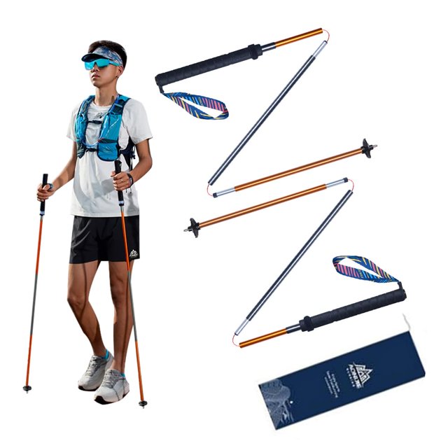 AONIJIE Bâtons de Marche et de Randonnée, Lot de 2, Bâtons de Marche en Aluminium Légers et Pliables pour Voyager, Camping, Randonnée, Alpinisme