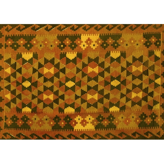 Ahgly Company Indoor Rectangle Oriental Yellow Traditional Area Rugs, 2' x 4'