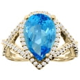 thumbnail image 1 of 10K Yellow Gold Genuine Blue Topaz Ring Halo Pear 12X8mm Diamond Accent size 10, 1 of 4