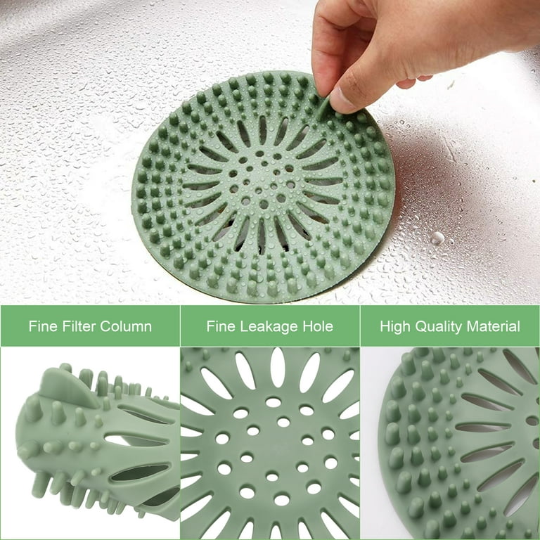 5pcs Drain Hair Catcher, Durable Silicone Hair Stopper Shower Drain Cover, Shower Drain Hair Trap, Easy to Install and Clean Suit for Bathroom Bathtub