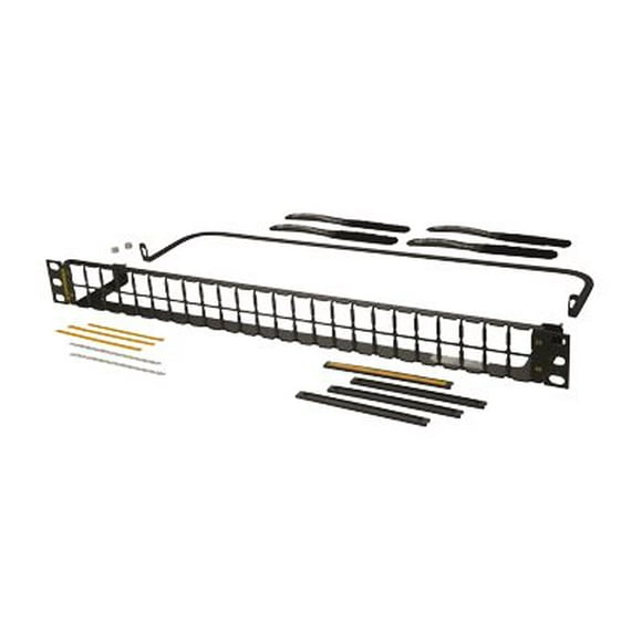 Ortronics HDJ Series Unloaded Flat Panel - Patch panel with cable management - black - 1U - 19" - 48 ports