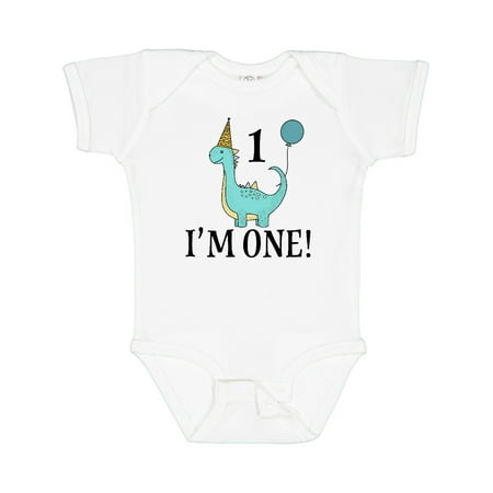 

Inktastic First Birthday Dinosaur Party 1 Year Old Gift Baby Boy or Baby Girl Bodysuit