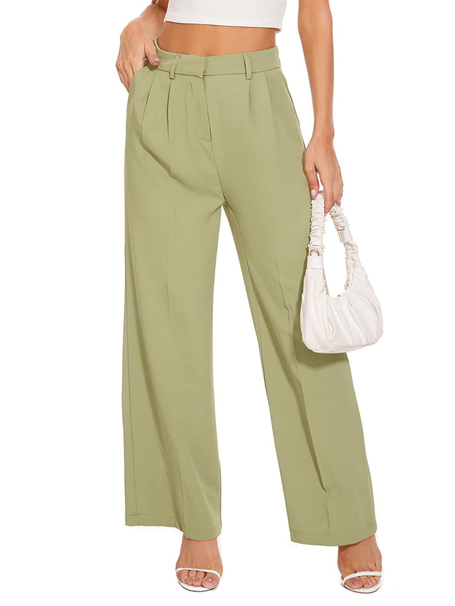 Women Classic Straight Leg Suit Pant Slim Fit Business Long Pants with  Pockets - Walmart.com