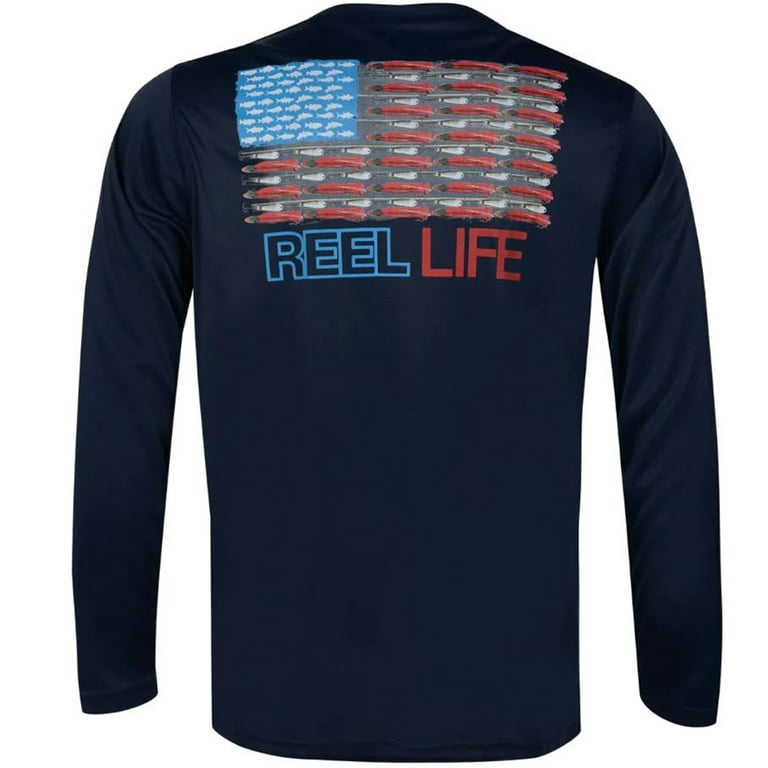 Reel Life Merica UV Long Sleeve Performance T-Shirt - XL - Sky Blue 