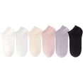 thumbnail image 1 of Calcetines ultrafinos de bambú para mujer, sin mangas, transpirables, de tobillo bajo, desodorante, soporte para el arco, calcetines de malla, 6 pares, 1 of 6