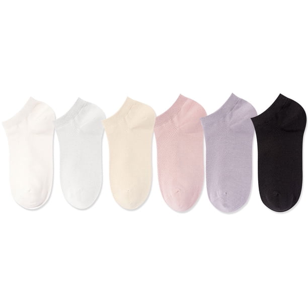 Calcetines ultrafinos de bambú para mujer, sin mangas, transpirables, de tobillo bajo, desodorante, soporte para el arco, calcetines de malla, 6 pares