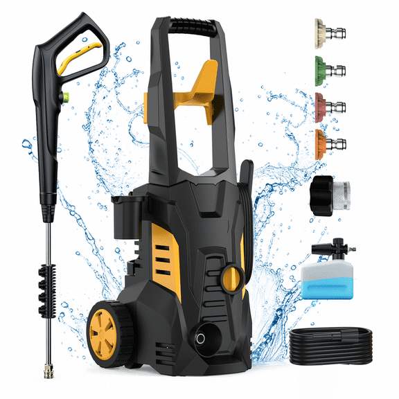 Electric Pressure Washer, 5000PSI Max 3.0 GPM Power Washer, 1800W Portable Pressure Cleaner with 25FT Cord, 23FT Hose, 5 Spray Nozzles & Foam Cannon for Car Driveway Patio Fence