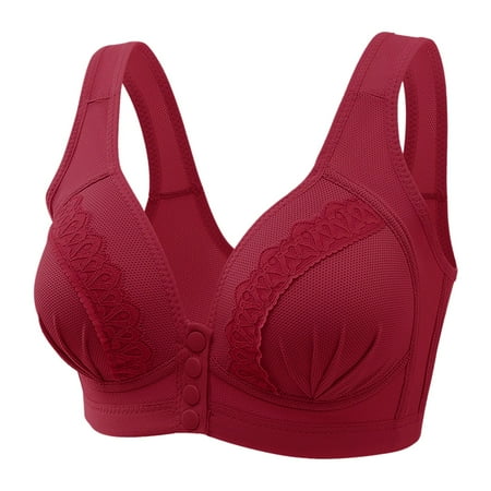 Zshosam Women Sexy Lace Front Button Shaping Cup Shoulder Strap Large Size Underwire Bra(RD1 40)