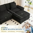 thumbnail image 4 of Muumblus 108" Modular Sectional Sofa with Ottoman, L-Shaped Couch with Chaise, Corduroy Sleeper Couch for Living Room, Black, 4 of 11