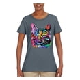 thumbnail image 3 of Cute Cat | Dean Russo Art Animal Lover Womens T-Shirt, Charcoal, 3X-Large, 3 of 6