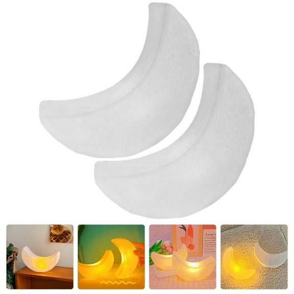 CRAFTHROU Cartoon Style Moon Night Lights White Plastic 2Pcs 5.0x3.1in