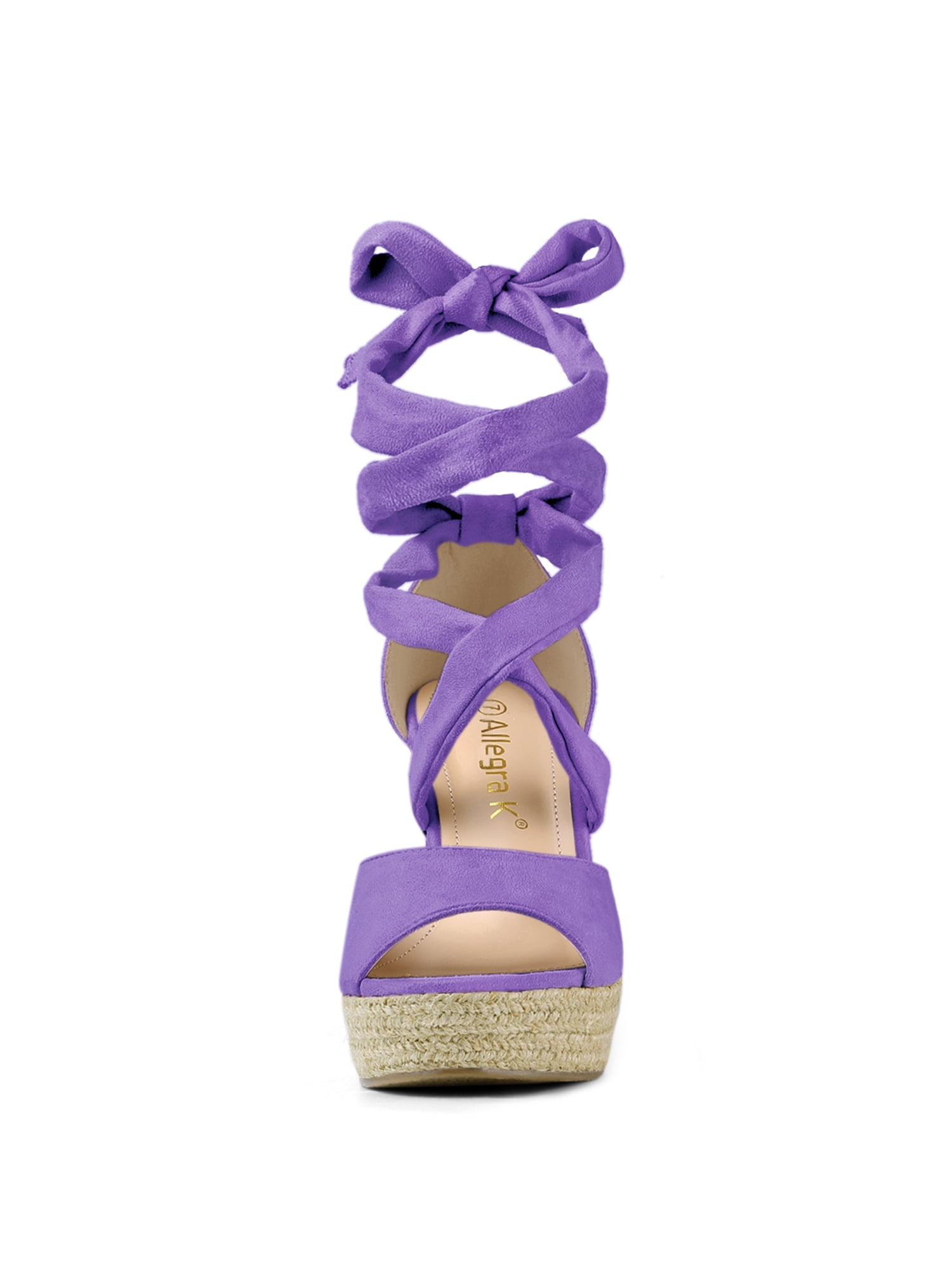 DARING DIVA Women's Lace Up Espadrilles Platform Wedges Sandals Purple 8.5