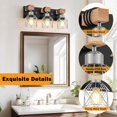 thumbnail image 3 of 3-Light Farmhouse Wood Bathroom Vanity Lights over Mirror with Metal Cage Lampshade Rustic Bathroom Light Fixtures for Mirror, Living Room, Bedroom, Hallway, 3 of 9