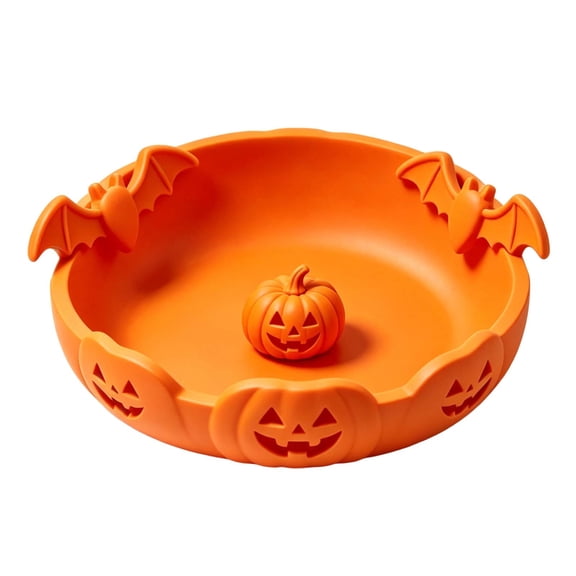EverydayNest Halloween Candy Bowl,Pumpkin Serving Tray for Snacks and Cookies,14cm Decorative Storage Dish for Kitchen Table,Party Decor and Countertop Display