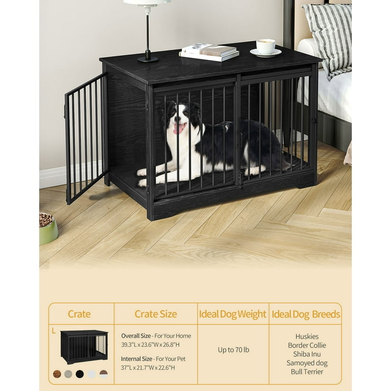 Hzuaneri Large Double Door Furniture Style Dog Crate, Medium Sized