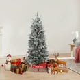 thumbnail image 3 of ChaoLink (2Pcs) 4.5FT Artificial Christmas Tree, Small Pre-Lit Snow Flocked Christmas Tree, Holiday Xmas Tree with 200 LED Lights, Holiday Sleigh Shape Base, Pine Cones, Red Berry Clusters, 3 of 8