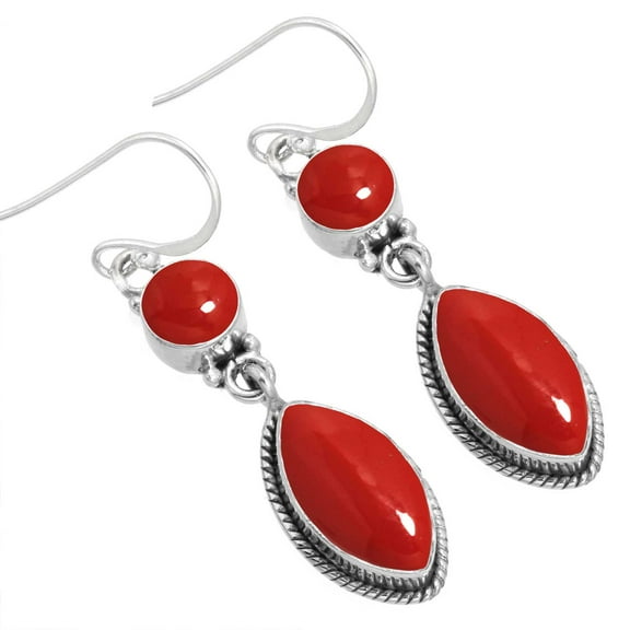 Red Stone Women Jewelry 925 Sterling Silver Earring