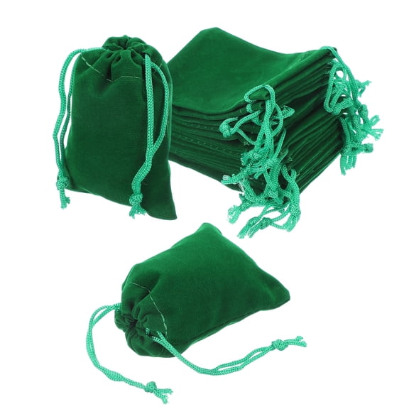 Uxcell 20 Pcs Velvet Drawstring Bag, 2.7 x 3.5 Inch Jewelry Velvet Pouches Gift Bags for Wedding Party Favor Candy Jewelry Packaging Organizing Storage, Green