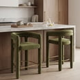 thumbnail image 3 of Dayalane 26" Counter Height Bar Stools Set of 2, Modern Velvet Barrel Barstools with Back and Armrests, Stainless Steel Gold Footrest for Kitchen Island, Green, 3 of 9