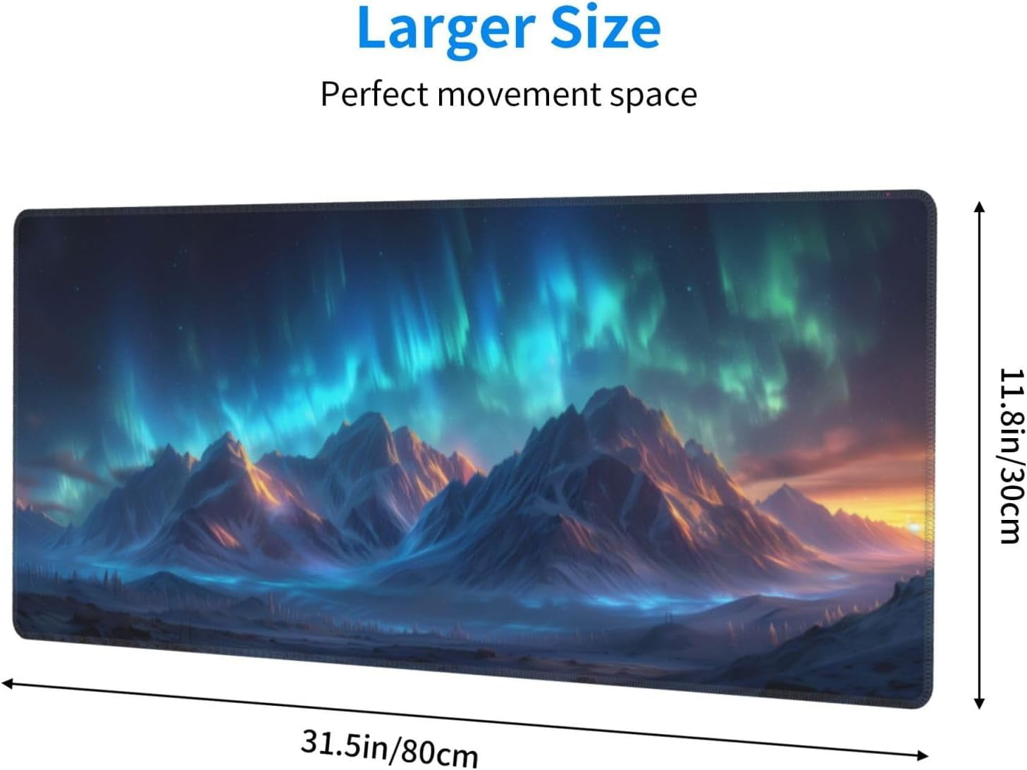 Gaming Mouse Pad Desk Pad,Extended Big Mouse Pad,31.5x11.8 Inch Long Computer Keyboard Mouse Mat Mousepad with 3mm Non-Slip Base and Stitched Edge for Gaming and Office… (Aurora)