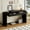 Distressed Black + MDF, variant on Curved Console Table with Storage - Wooden Farmhouse Rustic Entryway Table with 2 Drawers for Hallway Living Room,Navy
